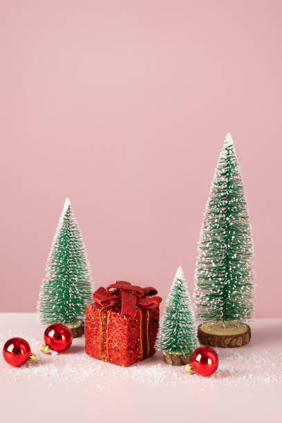 istock Christmas composition with gift box, and Christmas ornaments. 1429686836