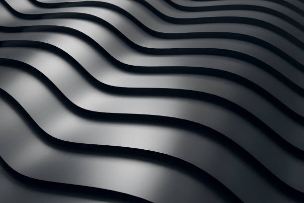 istock Abstract mat metallic dark color wavy volumetric background. 3D rendering 1429690425