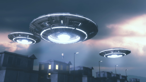 3d render. UFO spaceship concept