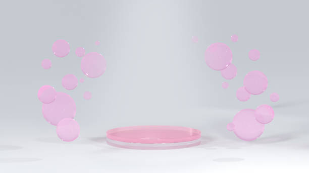 istock The glass podium stands on a bright background 1429696773