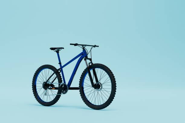 istock the concept of moving on a bicycle. bicycle with a blue frame on a blue background. 3D render 1429699953
