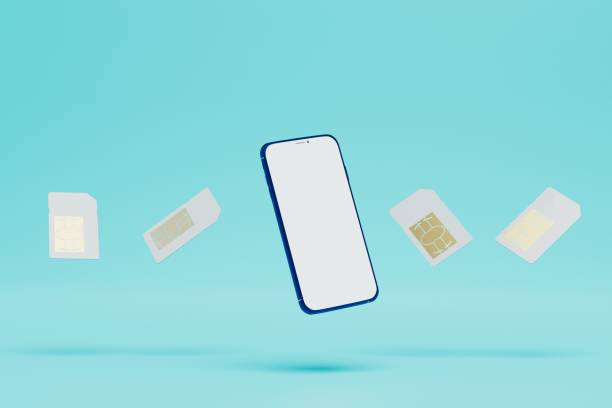 istock selection of several SIM cards for a smartphone. smartphone around which SIM cards fly on a blue background. 3D render 1429700150