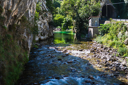 the river cares in the village of poncebos (asturias,spain) where the famous trekking route of the river cares starts, in the picos de europa,spain.