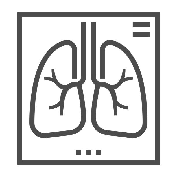 Lung scan, pixel perfect, editable stroke, up scalable square line vector icon. Lung scan, pixel perfect, editable stroke, up scalable square line vector icon. x ray results stock illustrations