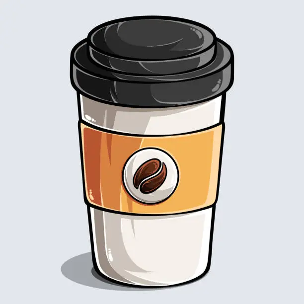 Vector illustration of Paper coffee cup paper coffee and beverage cup white cafee shop with