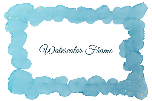 Blue Watercolor Rectangle Frame Stock Illustration - Download Image Now ...