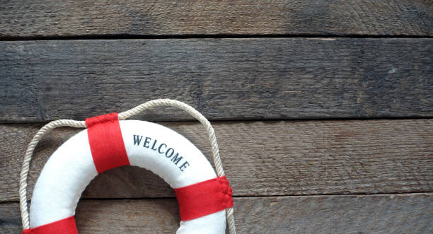 istock WELCOME word on the lifebuoy. 1429720804