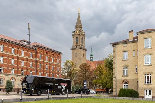Ludwigsburg, Germany: Sep 30th 2022: Ludwigsburg is a historical city in German state Baden-Württemberg. The architecture is a mix between historical and modern buildings.