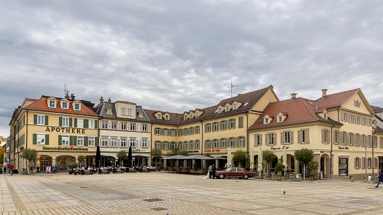 Ludwigsburg, Germany: Sep 30th 2022: Ludwigsburg is a historical city in German state Baden-Württemberg. The architecture is a mix between historical and modern buildings.