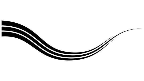 тройная извилистая изогнутая линия каллиграфии, волнистая каракули - striped pattern curve squiggle stock illustrations