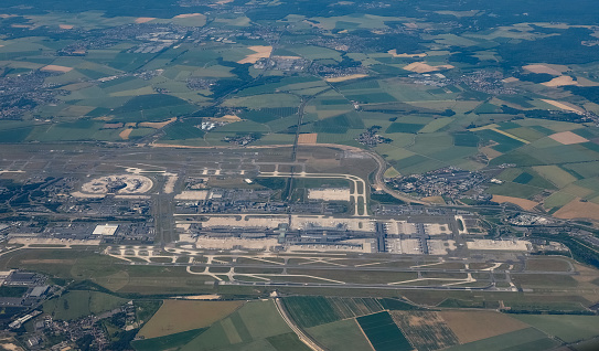 Aerial view of the Charles de Gaulle airport in Paris, France