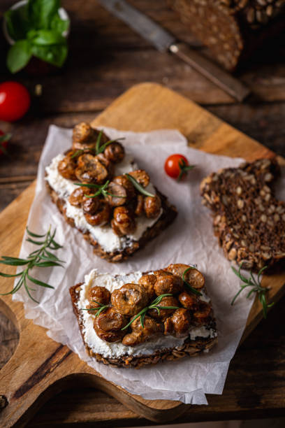 istock toast with cream cheese and mushroom 1429742696