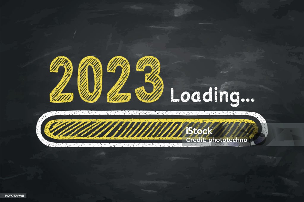 Loading Blackboard New Loading New Year 2023 On Blackboard Background Stock Illustration ...
