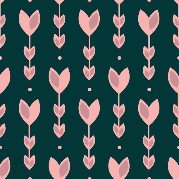 ベクターピンクチューリップ花ピンクシームレスパターン - heart shape paper textured pastel colored点のイラスト素材／クリップアート素材�／マンガ素材／アイコン素材