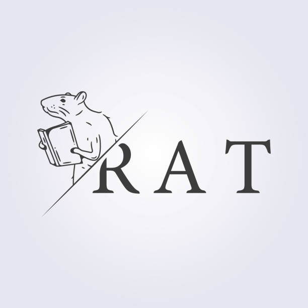 ilustraciones, imágenes clip art, dibujos animados e iconos de stock de diseño de ilustración vectorial de símbolo de línea de laboratorio o rata inteligente - perspectiva de una rata