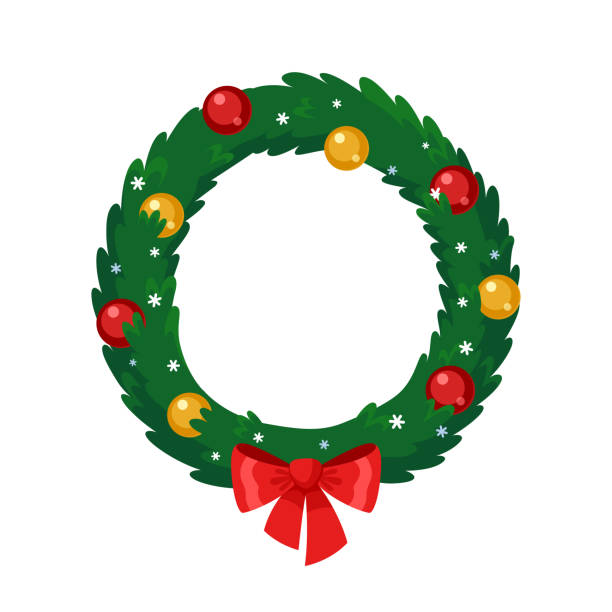 ilustrações de stock, clip art, desenhos animados e ícones de christmas wreath. - christmas tree christmas holly holiday
