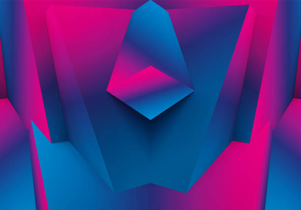 istock Abstract geometric background with colorful 3D shapes or architectural forms for booklet or video conference backdrop 1429766818