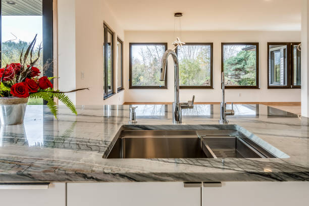 istock Black trimmed windows add style to new kitchen area 1429772901