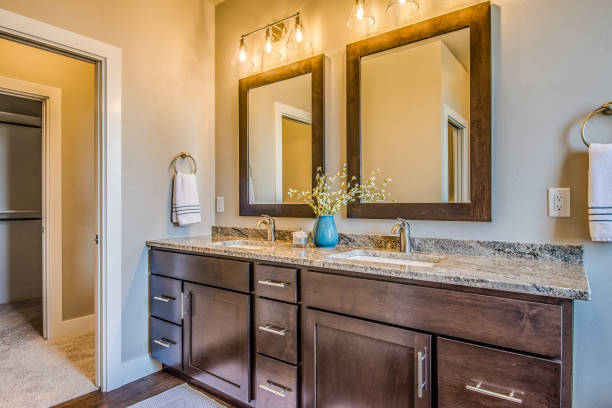 istock Double sinks and vanity in new remodel 1429773482