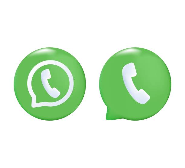 새로운 메시지 개념. 알림이있는 3d 벡터 모바일 응용 프로그램 아이콘입니다. 녹색 전화 기호 저희에게 연락, 온라인 - telegram stock illustrations