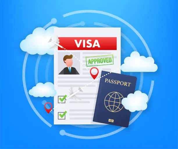 Vector illustration of Visa application. Travel approval. Immigration visa. Vector stock illustration