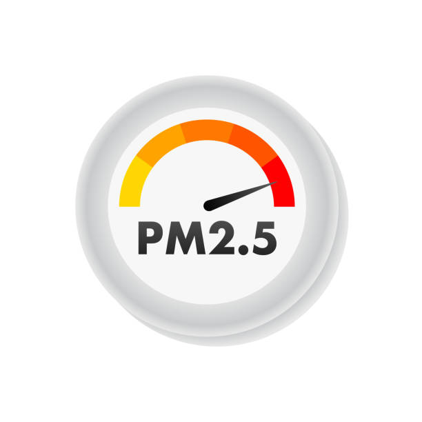 ikona zanieczyszczenia powietrza, pm 2,5. znak zapobiegania. wektorowa ilustracja stockowa. - wildfire smoke stock illustrations