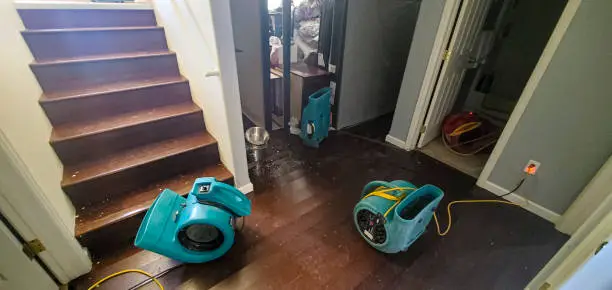 Photo of Air movers drying out a home after a water damage flood