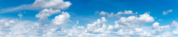istock Panorama of blue sky and White cloud nature background. 1429806886