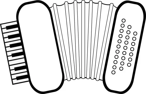 Vector illustration of vector drawing musical instrument accordion