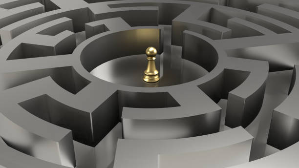 istock The gold chess in maze for business concept 3d rendering 1429818639