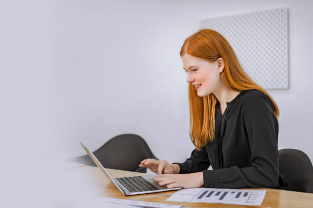 istock A female is doing work with a presentation in the office 1429826005