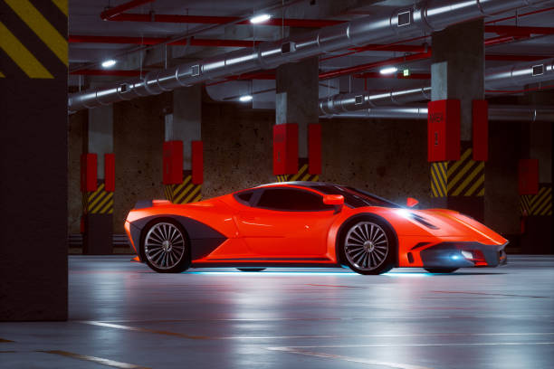 istock Luxury sports car in underground garage 1429829208
