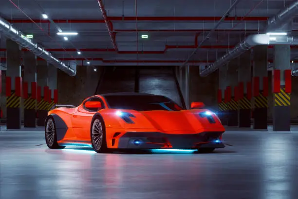 Photo of Luxury sports car in underground garage