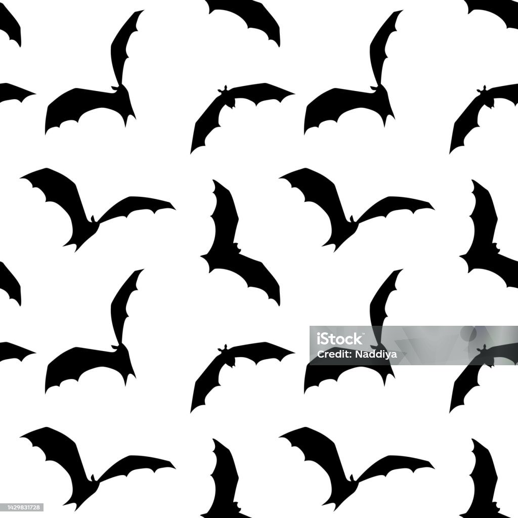 Bat Vector Pattern Halloween Seamless Pattern With Bats Vector Black And White ...
