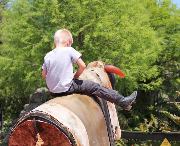 istock Young Boy Riding Mechanical Bull 1429840792