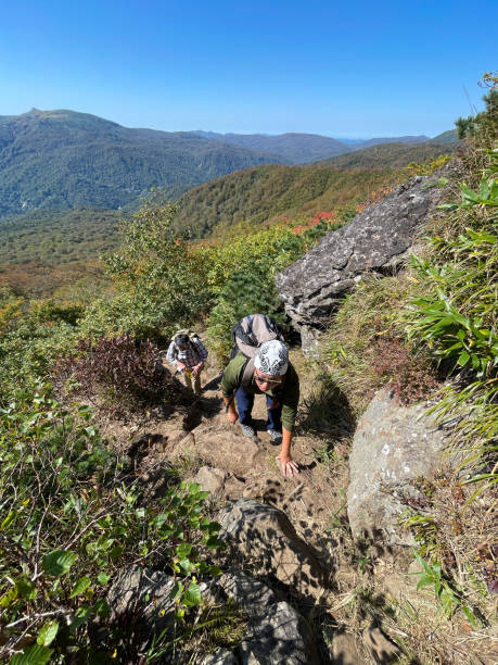 istock Two female friends climbing a mountain on a sunny day 1429850681
