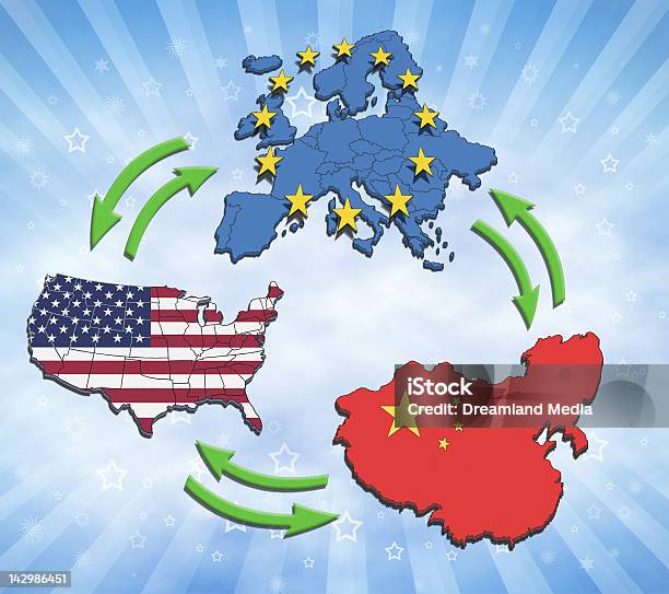 Сша Европе И Китае Взаимодействия — стоковые фотографии и другие картинки Китай - Китай, США, Евросоюз