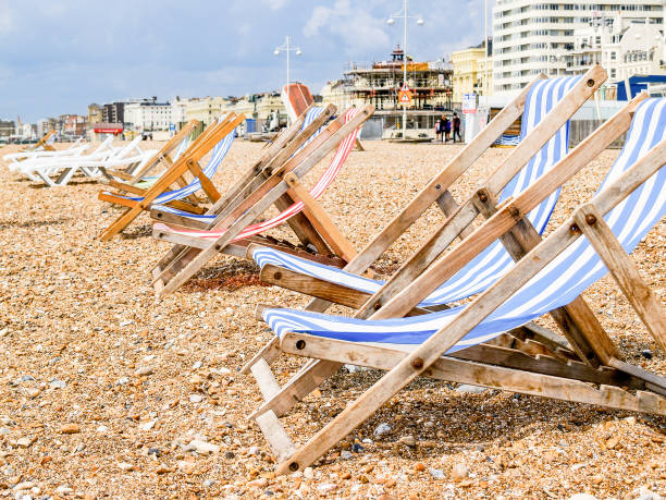 istock Brighton Beach and characteristic striped beach chairs 1429865995