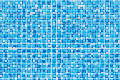 White blue tile bathroom or swimming pool mosaic. Blue tile wall or floor background.