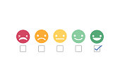 istock Customer satisfaction survey emoticons. Set of emotion smiles - exellent, good, normal, not good and bad. 1429883589