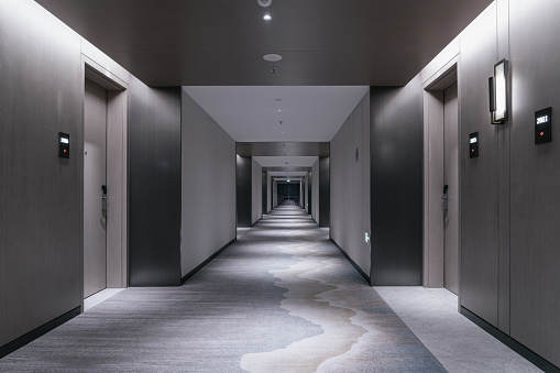 blue  modern corridor with lighting