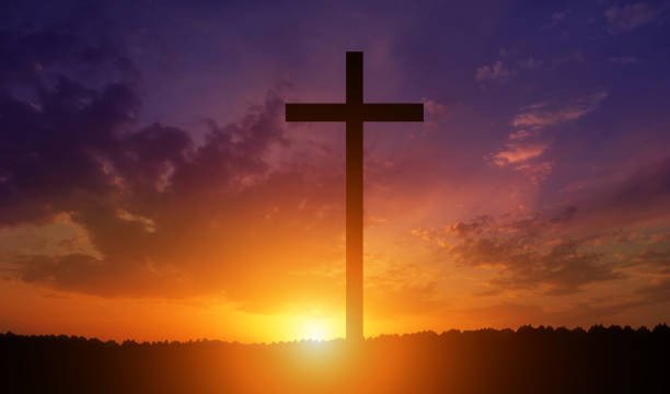 istock Good Friday concept. Cross on sky background. 1429894635