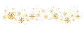 istock Gold glitter snowflakes decoration wave. Celebration design elements. Golden snowflake border with different ornament. Luxury Christmas greeting card. Winter ornament. Vector illustration 1429898927