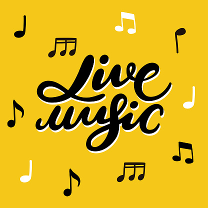 Live music lettering  poster with notes