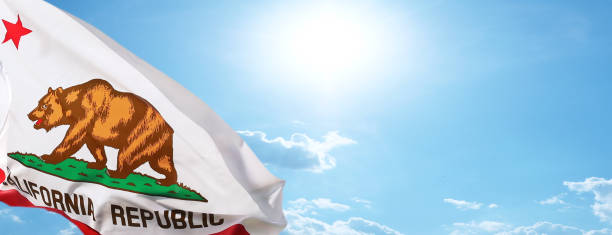 istock California flag on blue sky background. USA. 1429902225