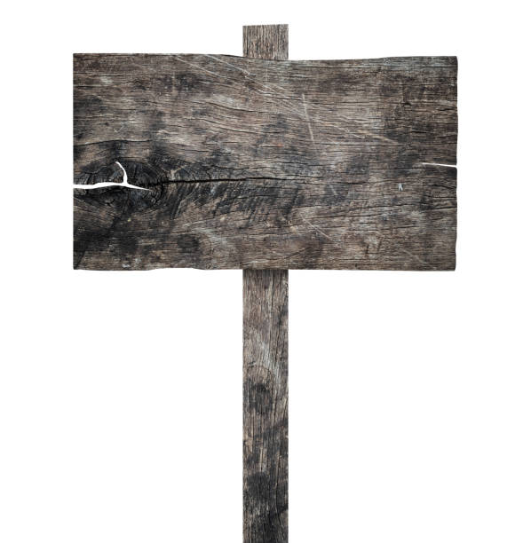 istock Old wooden sign isolated on white background 1429903676