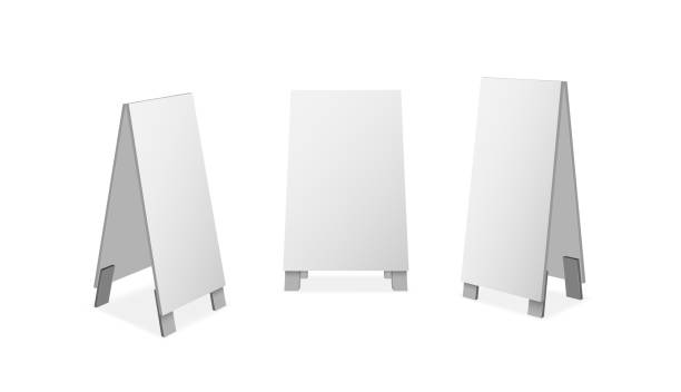 istock Realistic special menu announcement board icon set. White clean restaurant outdoor street display 1429906137