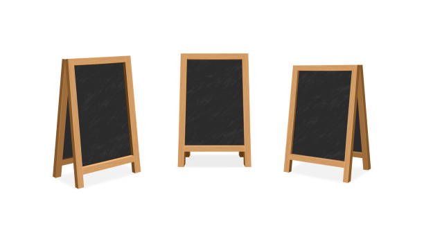 istock Outdoor chalk menu blackboard with wood frame. Realistic chalkboard easel for cafe or restaurant 1429906152