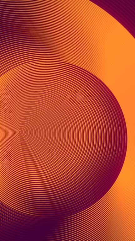 Endlessly moving pattern of lines in the form of a circle, on a violet background. Modern 3d rendering creative vertical video template. Digital seamless loop animation. HD resolution