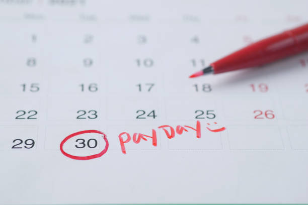 istock payday concept with marking on a calendar date . 1429907428
